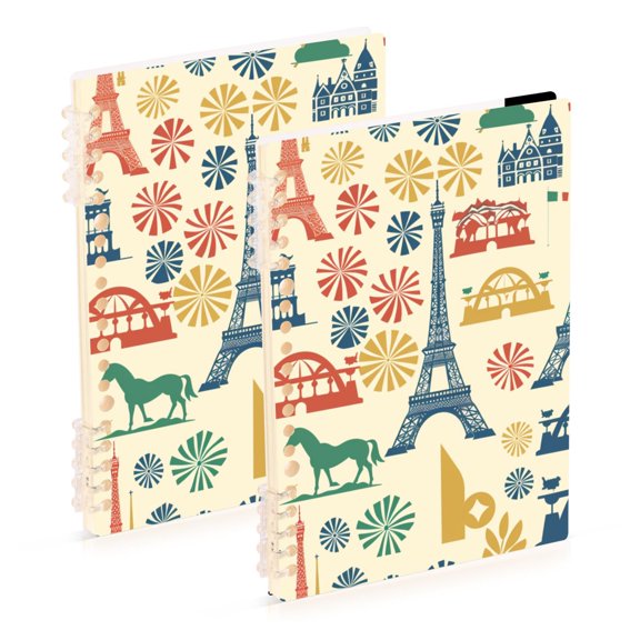 Eiffel Tower Fireworks Notebook Detachable Coil Notebook Diary Plan Book A5 Size 60 Pages 1 Pack