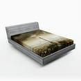 thumbnail image 1 of Eiffel Tower Fitted Sheet, Paris Skyline Cloudy Cityscape Silhouette European Birds Eye View Realistic, Soft Decorative Fabric Bedding, Queen Size, Brown Beige, by Ambesonne, 1 of 2