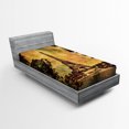 thumbnail image 1 of Ambesonne Mustard Fitted Sheet, Eiffel Tower Tree, Twin Size, Brown Mustard, 1 of 2