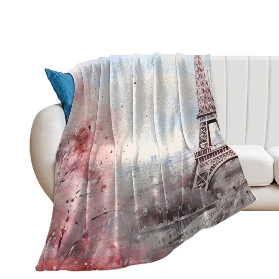 Eiffel Tower Flannel Throw Blanket for Gifts for Women Men Girls Boys All Seasons