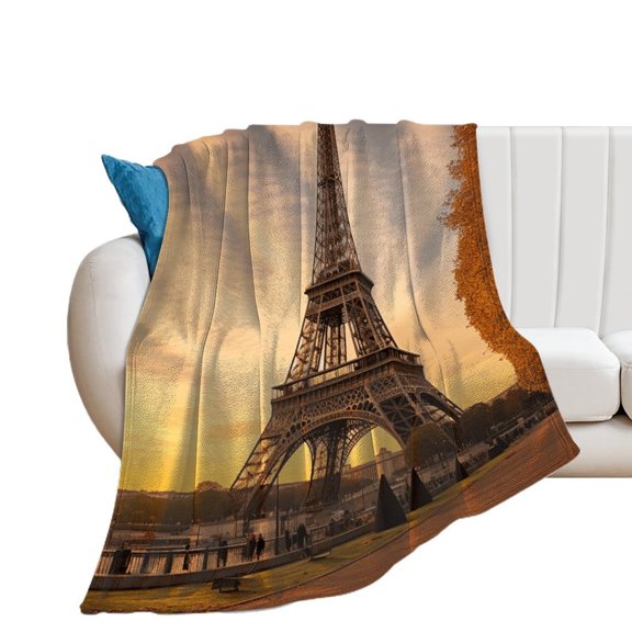 Eiffel Tower Flannel Throw Blanket for Gifts for Women Men Girls Boys All Seasons
