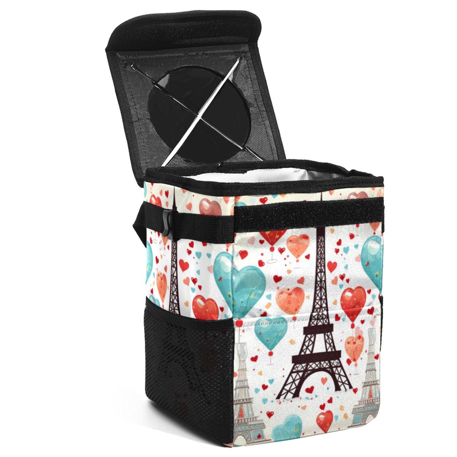 Union Jack Roses Hanging Car Trash Can With Lid Union Jack Design Leak Proof Car Trash ...