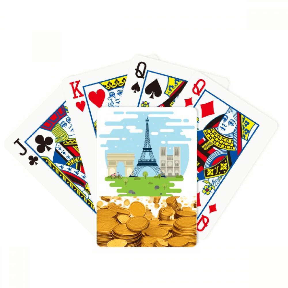 Eiffel Tower France Landmark Illustration Gold Playing Card Classic Game