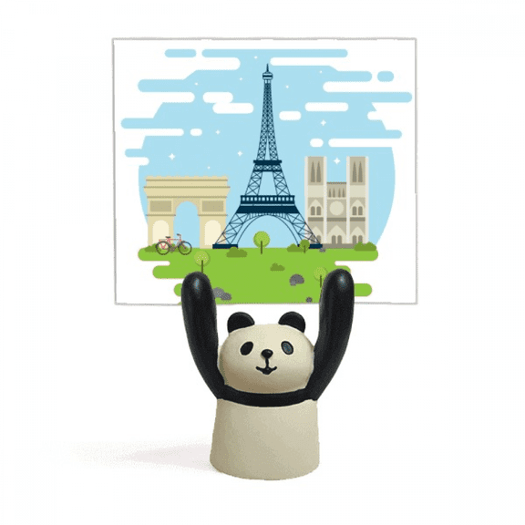 Eiffel Tower France Landmark Illustration Memo Holder Cartoon Animal Panda Stand Decoration