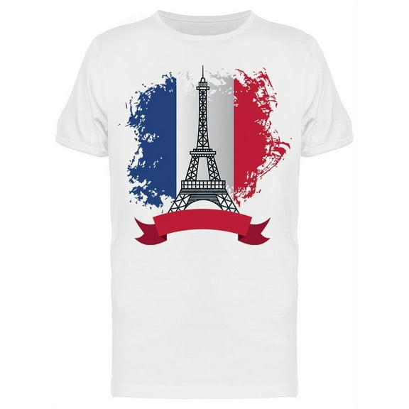 Eiffel Tower French Flag  T-Shirt Men -Image by Shutterstock, Male Small