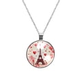 thumbnail image 1 of Eiffel Tower Glass Circular Pendant Necklace - Stylish Jewelry Statement Piece, 1 of 5