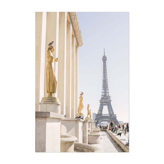 Eiffel Tower in Gold - Paris ÃŽle-de-France France Photography Architecture Cityscape Travel Poster Minimalist Skyline Art Deco Unframed Wall Art Print 16 x 24 inches