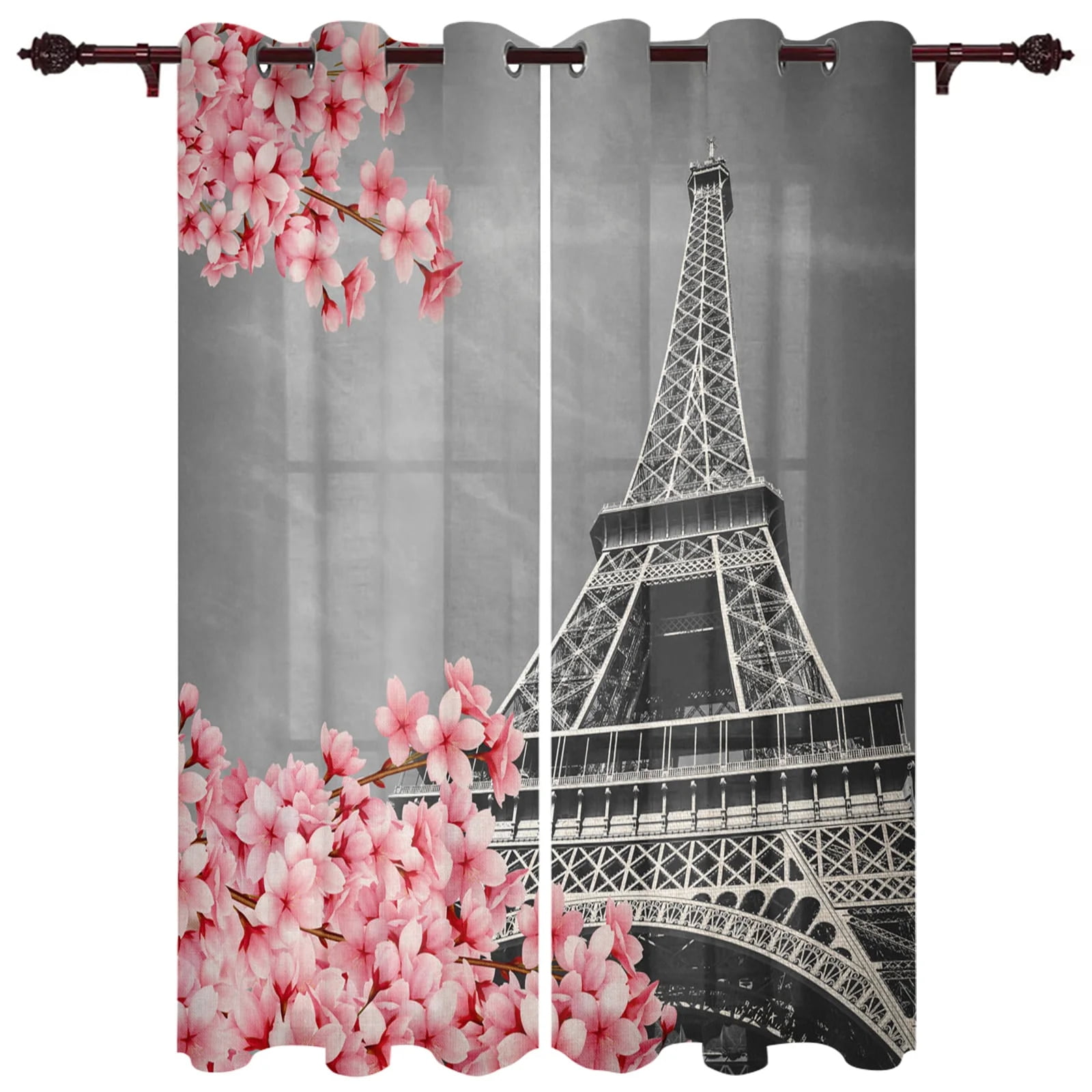 Eiffel Tower High Heels Flower Kids Bedroom Curtains for Living Room