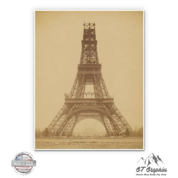 Eiffel Tower In Construction Paris - 3" Vinyl Sticker - For Car Laptop I-Pad Phone Helmet Hard Hat - Waterproof Decal