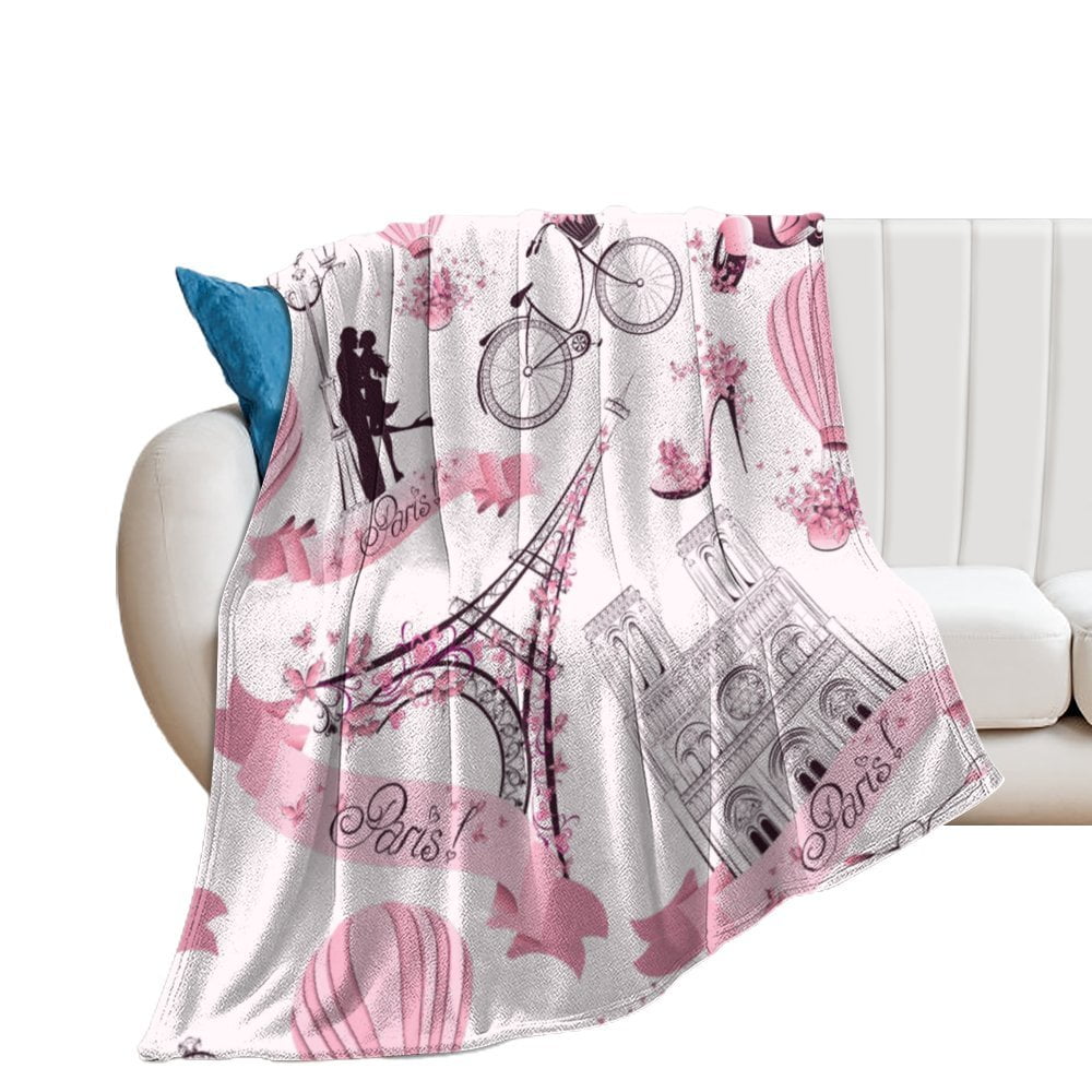 Eiffel Tower In Paris Blanket Plush Fuzzy Throw Blanket Warm Soft Fall