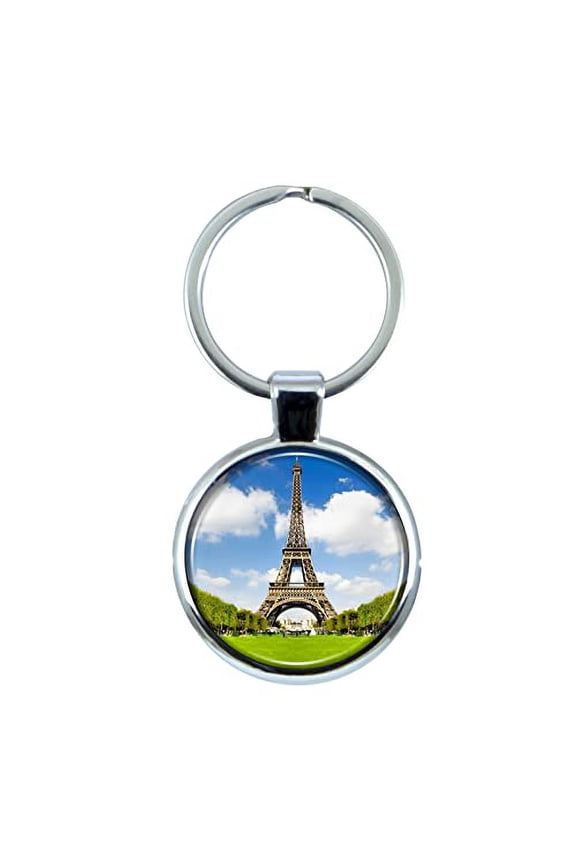 Eiffel Tower Keychain with Epoxy Dome and Metal Keyring