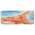 thumbnail image 1 of Eiffel Tower Kitchen Mat, Watercolor Painted Linework Eiffel Tower Landmark Colorful Illustrated, Plush Decorative Kitchen Mat with Non Slip Backing, 47" X 19", Yellow Blue Red, by Ambesonne, 1 of 1