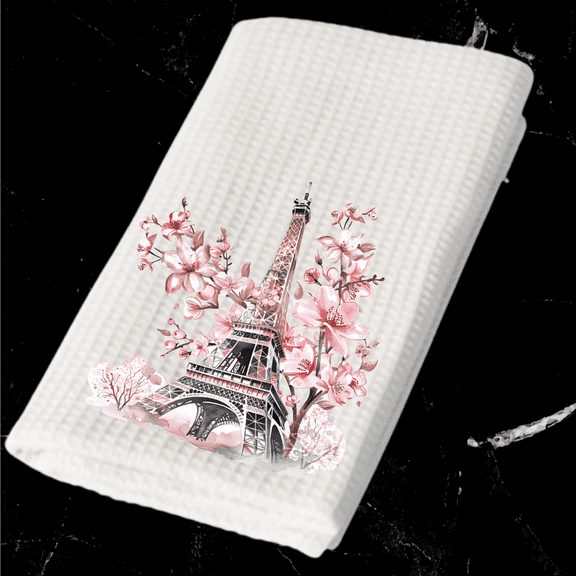 Eiffel Tower Kitchen Towel Paris Kitchen Décor 16x24 Waffle Weave