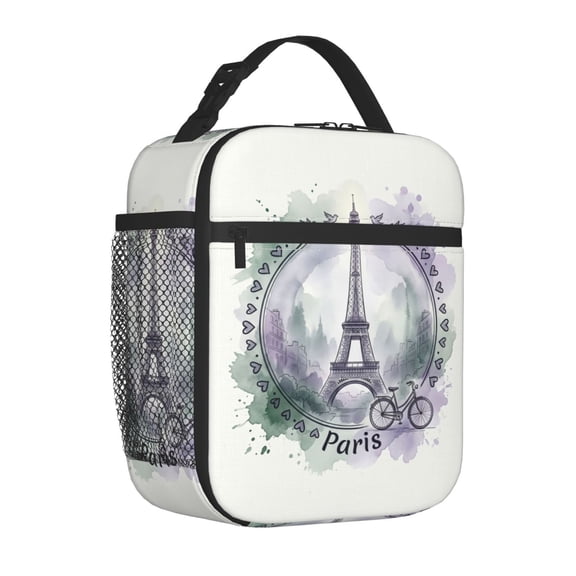 Eiffel Tower Lunch Bag, Heavy-Duty Paris Theme Insulated Bag, Reusable Reliable Thermal Bento Pack, Practical Handheld Container For Camping