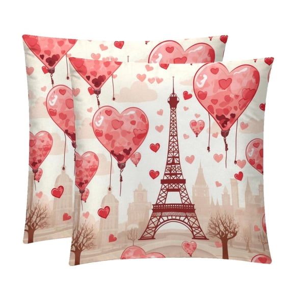 Eiffel Tower Luxurious Velvet Pillow Covers Inserts Set with Unique Patterns - 16x16, 18x18, 20x20 Inches - 2 Pack Decorative Throw Pillow Covers for Home Decor and More