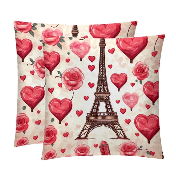 Eiffel Tower Luxurious Velvet Pillow Covers with Unique Patterns - Set of 2, 16x16, 18x18, 20x20 Inches for Throw Pillow Inserts - Ideal for Home Decor and Gifts