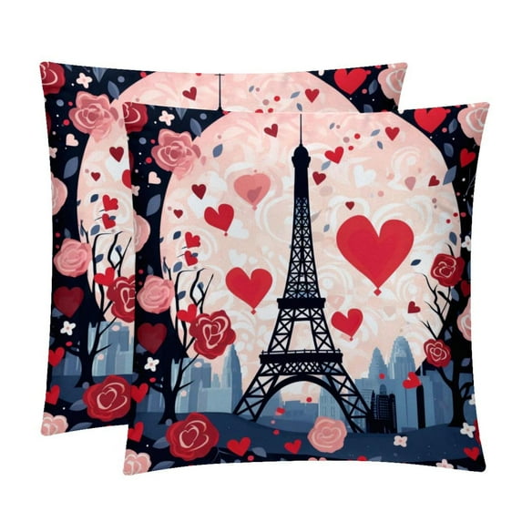 Eiffel Tower Luxurious Velvet Throw Covers Pillow Inserts - Set of 2 Throw Pillows with Unique Patterns - 16x16, 18x18, 20x20 Inches for Home Decor and Gifts