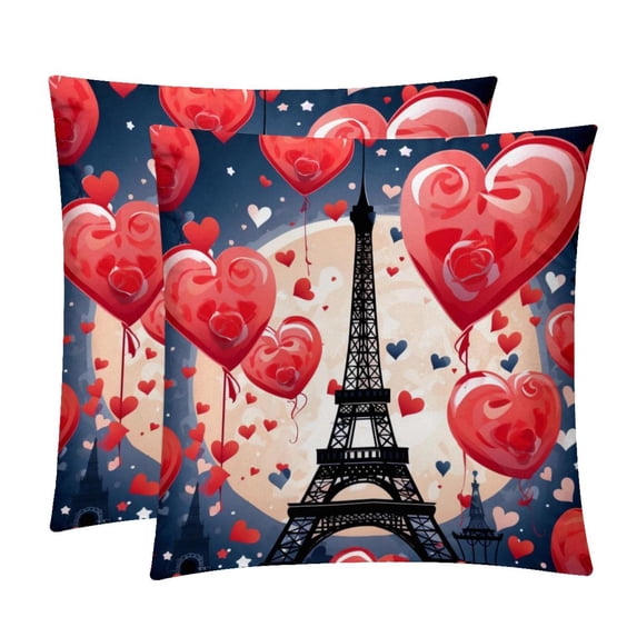 Eiffel Tower Luxurious Velvet Throw Pillow Covers - Set of 2 - 16x16, 18x18, 20x20 Inches - Unique Patterns for Various Occasions - Decorative Throw Pillowcases for Home Decor