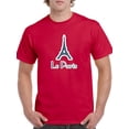 thumbnail image 1 of Eiffel Tower Medium Front Graphic And "Le Paris" Text Underneath Men T-Shirt, Male Medium, 1 of 4