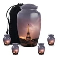 thumbnail image 1 of Eiffel Tower Memorial Cremation Urns For Human Ashes For Man, Gray Urn For Adult Male, Small Keepsake Urn For Mom, Memorial Urns For Human Ashes Adult Woman, 1 Large & 4 Mini (10&3 Inch), 1 of 7