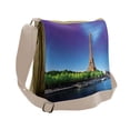 thumbnail image 1 of Eiffel Tower Messenger Bag, Eiffel at Sunrise, Unisex Cross-body, by Ambesonne, 1 of 2