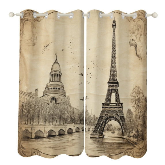 Eiffel Tower Modern Window for Living Room Curtains for Child Bedroom Kitchen Decor Blinds Drapes