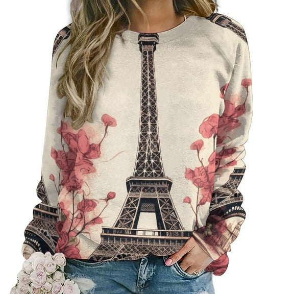 Eiffel Tower Mom Sweatshirt For Women Long Sleeve Pullover