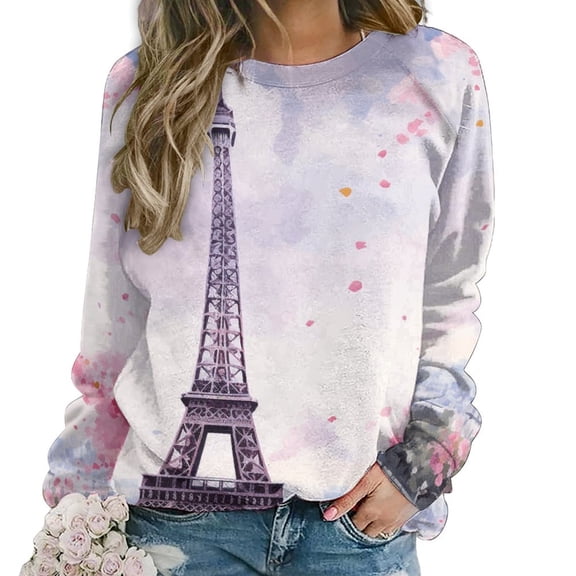 Eiffel Tower Mom Sweatshirt For Women Long Sleeve Pullover