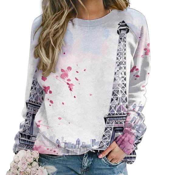 Eiffel Tower Mom Sweatshirt For Women Long Sleeve Pullover