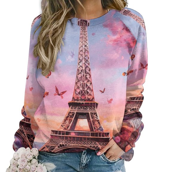 Eiffel Tower Mom Sweatshirt For Women Long Sleeve Pullover