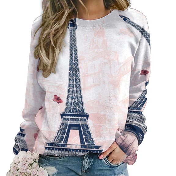 Eiffel Tower Mom Sweatshirt For Women Long Sleeve Pullover
