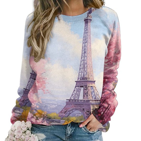 Eiffel Tower Mom Sweatshirt For Women Long Sleeve Pullover