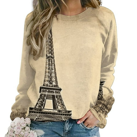 Eiffel Tower Mom Sweatshirt For Women Long Sleeve Pullover