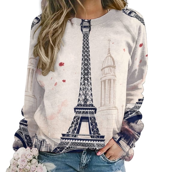Eiffel Tower Mom Sweatshirt For Women Long Sleeve Pullover