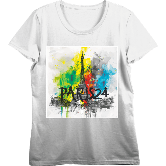 Eiffel Tower Women's Crew Neck Short Sleeve Crop Tee