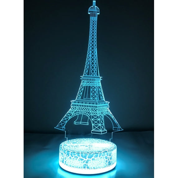 Eiffel Tower Paris 3D Night Light Color Changing Illusion Lamp For Children Kids Girls France Fan Gift Christmas Birthday Best Gifts