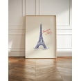 thumbnail image 1 of Eiffel Tower Paris Blue Hand Drawn City Home Wall Decor, Unframed Paper Poster 8x10in, 1 of 4