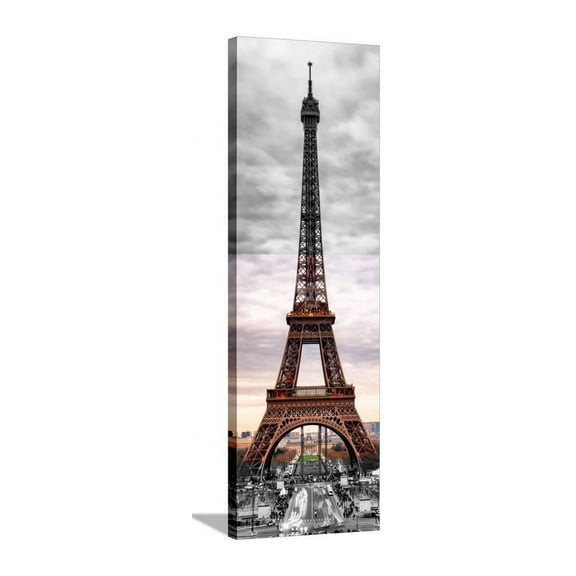 Eiffel Tower, Paris, France  Black and White and Spot Color Photography, Stretched Canvas Wall Art by Philippe Hugonnard Sold by ArtCom
