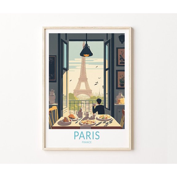 Eiffel Tower Paris France City of Lights Urban Wall Art, Unframed Paper Poster 8x10in