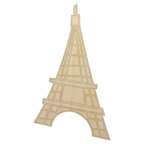 Eiffel Tower Paris France Doodle Wood Shape Unfinished Piece Cutout Craft DIY Projects - 4.70 Inch Size - 1/4 Inch Thick