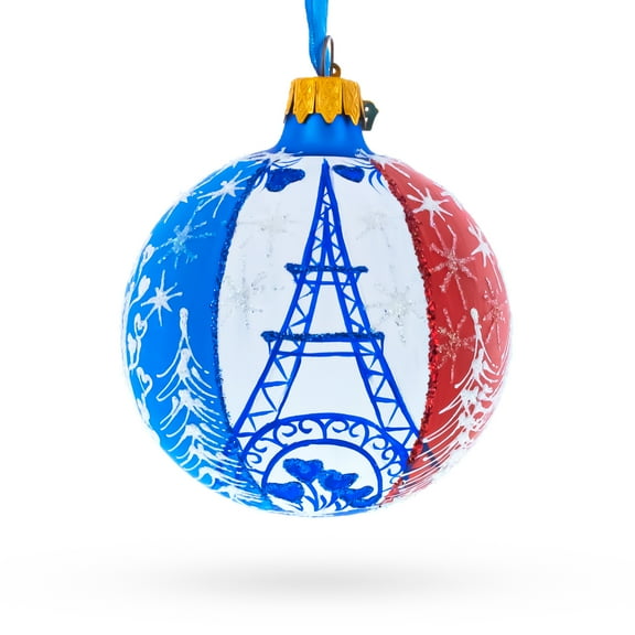 Eiffel Tower, Paris, France Glass Ball Christmas Ornament 3.25 Inches