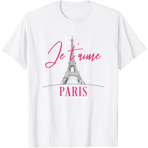 Eiffel Tower Paris France Je t'aime I Love You Souvenir T-Shirt100% cotton