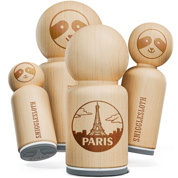 Eiffel Tower Paris France Landmark Destination Circle Rubber Stamp for Stamping Crafting Planners - 3/4 Inch Small