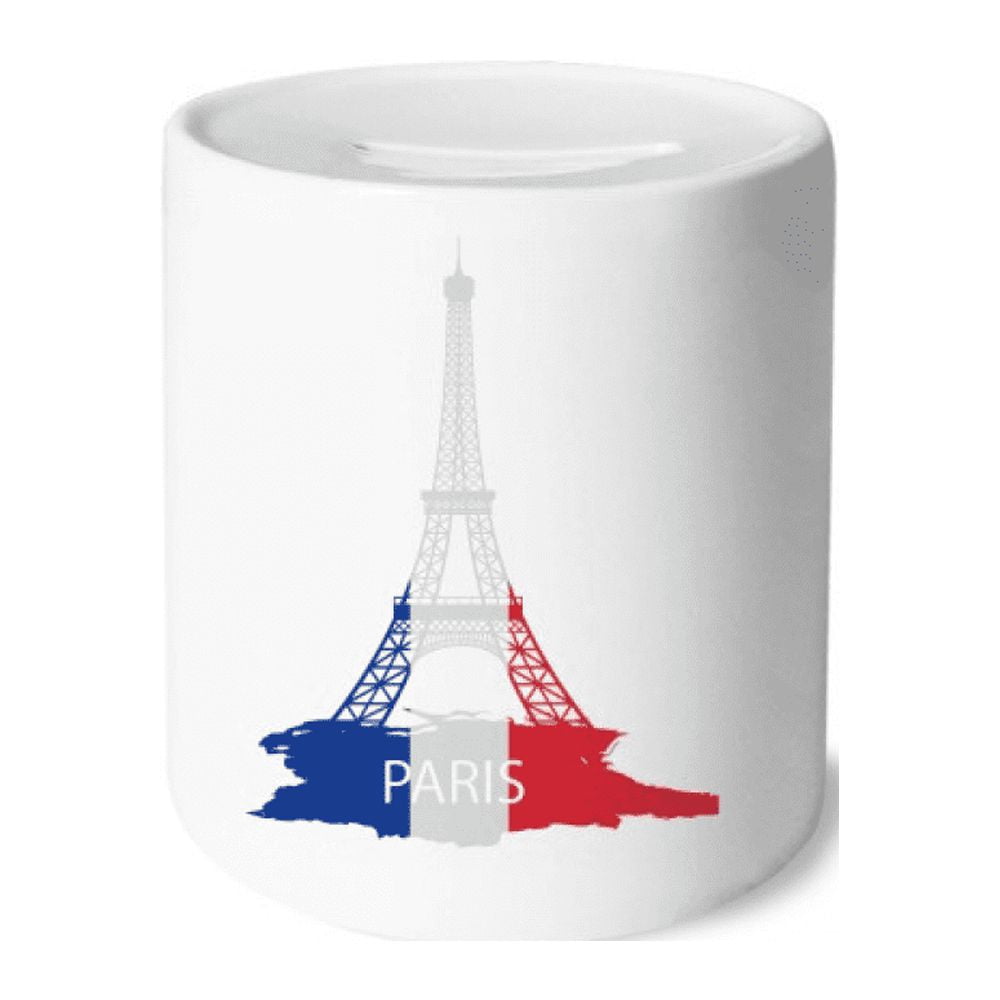 Eiffel Tower Paris France Outline Money Box Cerac Coin Case Piggy Bank