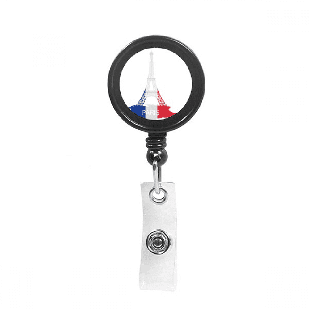 Eiffel Tower Paris France Outline Retractable Keychain Badge Holder ID Badge