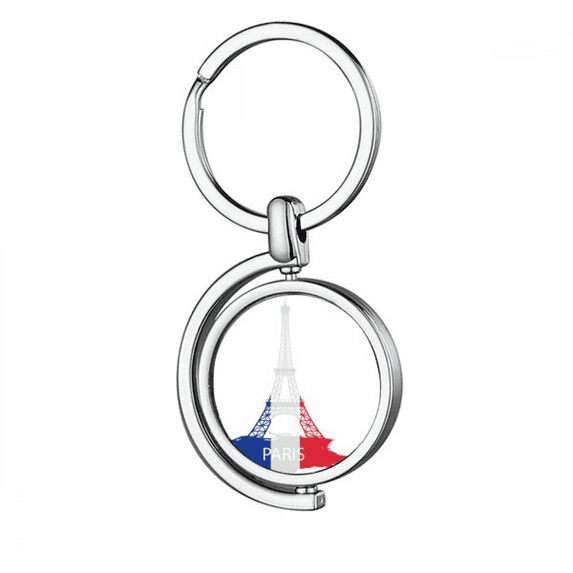 Eiffel Tower Paris France Outline Rotating Keychain Metal Keyring Holder