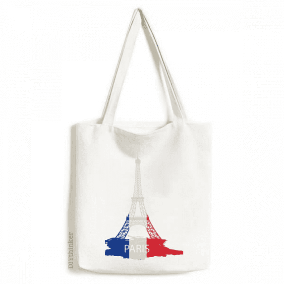 Eiffel Tower Paris France Outline Tote Canvas Bag Shopping Satchel Casual Handbag