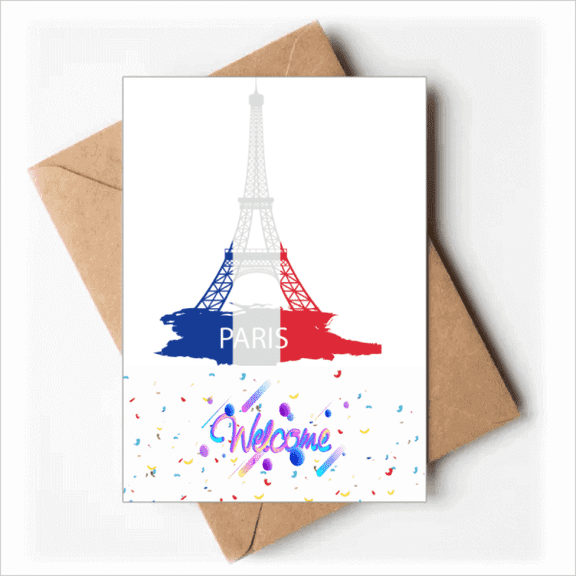 Eiffel Tower Paris France Outline Welcome Back Greeting Cards Envelopes Blank