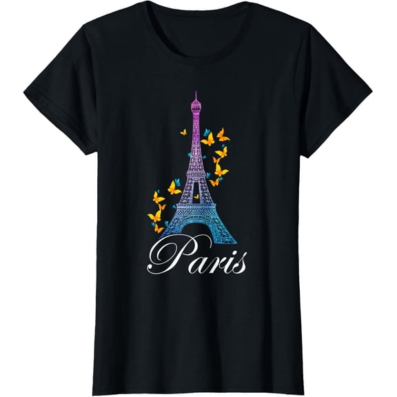 Eiffel Tower Paris Holiday France Shirt Souvenir Women Kids T-ShirtMen and women, Black T-shirt, size: Extra large