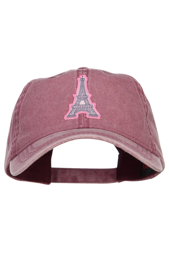 Eiffel Tower Paris Patched Washed Cap - Maroon OSFM